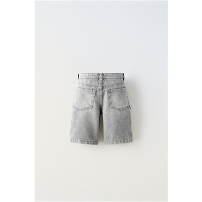 MULTI-POCKET DENIM BERMUDA SHORTS