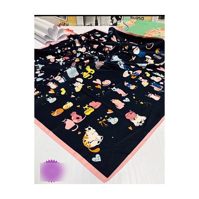 Платок женский с принтом - кошки (90*90 см.) арт. 250018