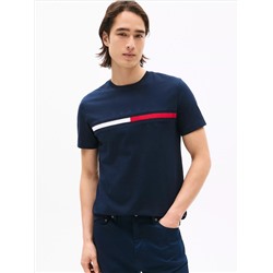 Embroidered Flag Stripe Logo T-Shirt