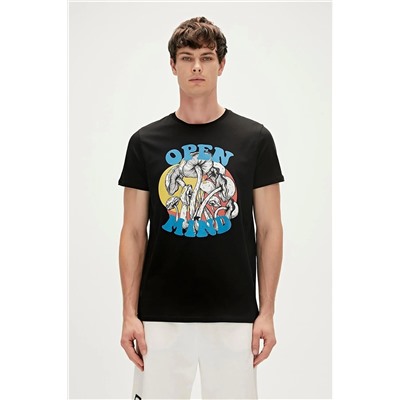 Bad Bear Open Mind T-shirt Siyah Baskılı Erkek Tişört 23.01.07.014-C01