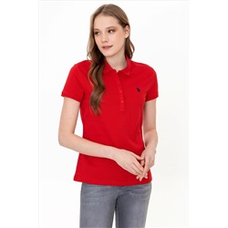 Kadın Kırmızı Basic Polo Yaka Tişört