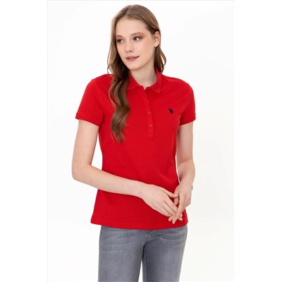Kadın Kırmızı Basic Polo Yaka Tişört