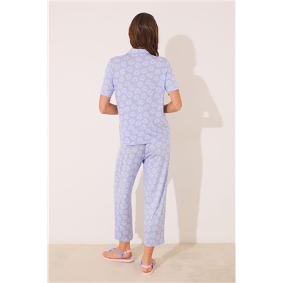 Pijama camisero azul Capri viscosa