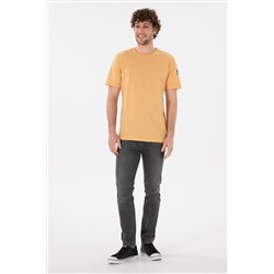 Erkek Regular Fit Bisiklet Yaka Turuncu Basic Tişört