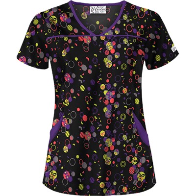 UA Circle Of Zenergy Black Print Scrub Top