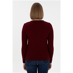 Kadın Bordo Bisiklet Yaka Basic Kazak