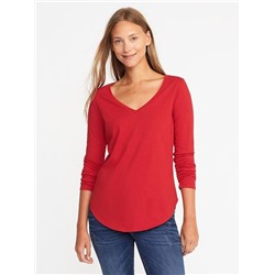 EveryWear Curved-Hem V-Neck Tee for Women