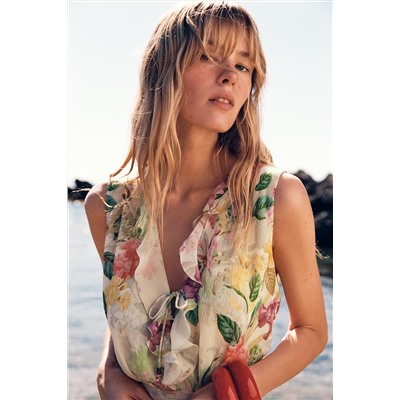 FLORAL CUT-OUT PRINT DRESS