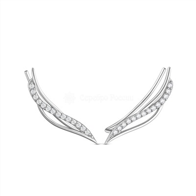 Серьги-продёвки из серебра с фианитами родированные 925 пробы 2-326р200