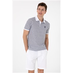 Erkek Regular Fit Polo Yaka Lacivert Desenli Tişört
