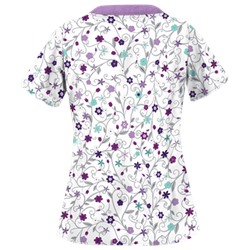 UA Flower Patch White Print Scrub Top