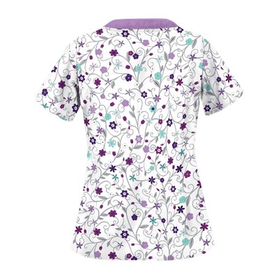 UA Flower Patch White Print Scrub Top