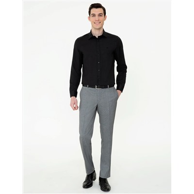 Siyah Slim Fit Oxford Gömlek