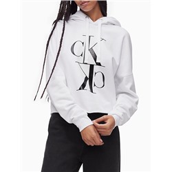Sustainable Materials Mirror Monogram Logo Rolled Hem Hoodie