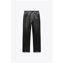 ZW COLLECTION HIGH-WAIST CROPPED BOOTCUT FAUX LEATHER TROUSERS