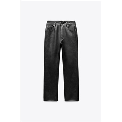 ZW COLLECTION HIGH-WAIST CROPPED BOOTCUT FAUX LEATHER TROUSERS