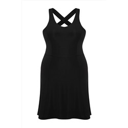 Siyah Scuba/Dalgıç 2 Katmanlı İçi Şortlu Tenis Örme Spor Elbise TBBSS25AH00017