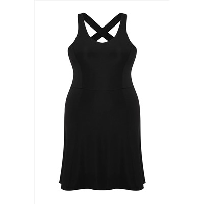 Siyah Scuba/Dalgıç 2 Katmanlı İçi Şortlu Tenis Örme Spor Elbise TBBSS25AH00017