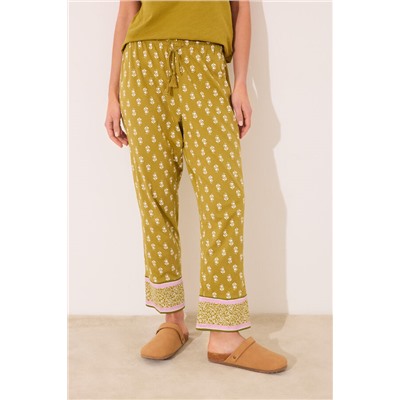 Pantalón largo 100% algodón flores