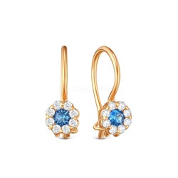 Серьги детские из золочёного серебра с фианитами 925 пробы п8-981-2з202