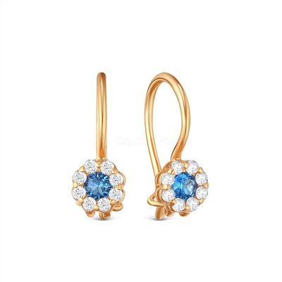 Серьги детские из золочёного серебра с фианитами 925 пробы п8-981-2з202