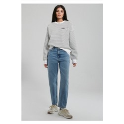 MaviLogo Baskılı Çizgili Beyaz Sweatshirt 1s10100-85386