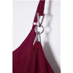 Bordo Şifon Aksesuar Askılı Mini Dokuma Büyük Beden Elbise TBBSS25AH00051