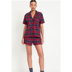 Flannel Pajama Short Set for Women