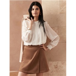 Pleated Mock-Neck Blouse