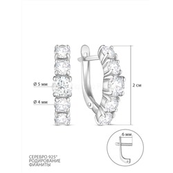 Серьги из серебра с фианитами родированные 925 пробы 11-0546р