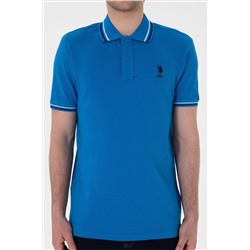 Erkek Regular Fit Polo Yaka Kobalt Mavi Basic Tişört