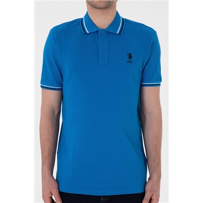 Erkek Regular Fit Polo Yaka Kobalt Mavi Basic Tişört