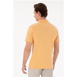 Erkek Slim Fit Polo Yaka Turuncu Basic Tişört
