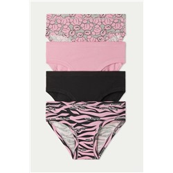 Baumwollslips mit Musterprint im 4er-Pack