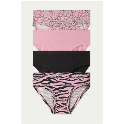 Baumwollslips mit Musterprint im 4er-Pack