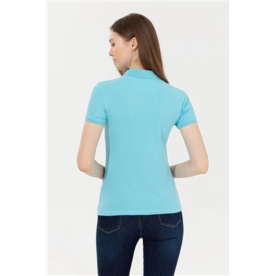 Kadın Turkuaz Basic Polo Yaka Tişört