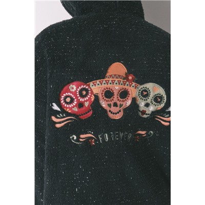 Bata corta borreguito negro "Día de muertos"