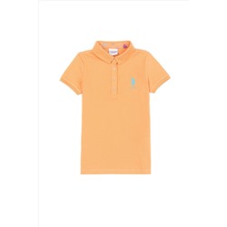 Kız Çocuk Turuncu Basic Polo Yaka Tişört
