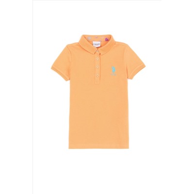 Kız Çocuk Turuncu Basic Polo Yaka Tişört