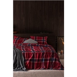 Lenard King Size %100 Pamuk Flanel Nevresim Takımı - Kırmızı