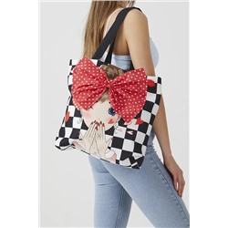 AYSHOME Popart Dama Desen Bez Plaj Alışveriş Çantası AYSC0067