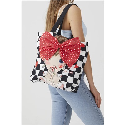 AYSHOME Popart Dama Desen Bez Plaj Alışveriş Çantası AYSC0067