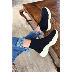 Bambi Siyah Yeşil Triko Kadın Sneaker K01122000482