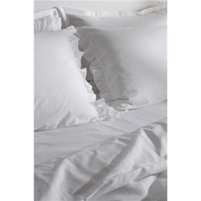 Julien King Size %100 Pamuk Fırfırlı Nevresim Takımı - Beyaz