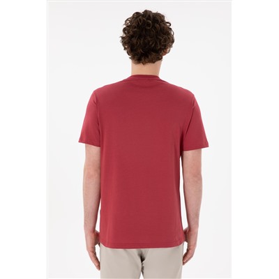 Erkek Regular Fit Bisiklet Yaka Vişne Basic Tişört