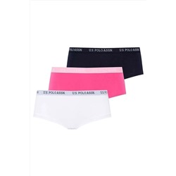 U.S. Polo Assn., Kadın, Lisanslı, Uspa, Lacivert-beyaz-fuşya, 3'lü Şort
