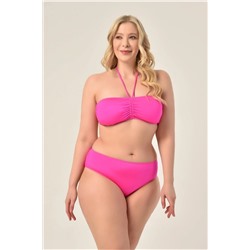 AQUAVİVA, Aquaviva Kadın Büyük Beden Fuşya Straplez Boyundan Bağlı Bikini Takımı