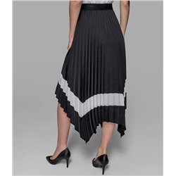 PLEATED ASYMMETRIC MIDI SKIRT