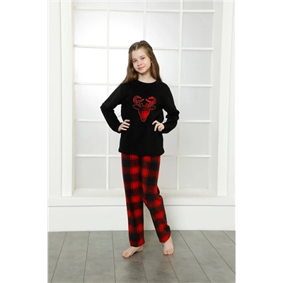 shopshop Kız Çocuk Kışlık Sıcak Tutan Polar Pijama Takımı geyik