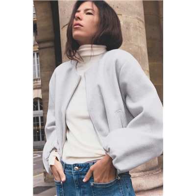 SOFT BOMBER JACKET WITH ELASTIC TRIMS